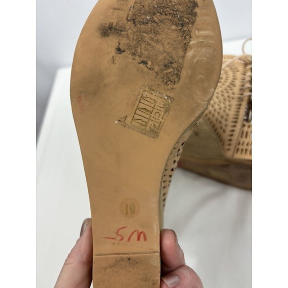 Jeffrey Campbell Rayos Wedge Sandals Peach Laser Cut Lace Up - Picture 6 of 8